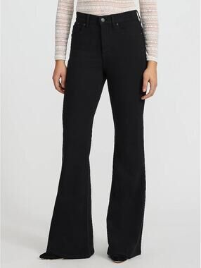 Express Stretch High Rise '70s Flare Trousers Pants Black Women's 8L